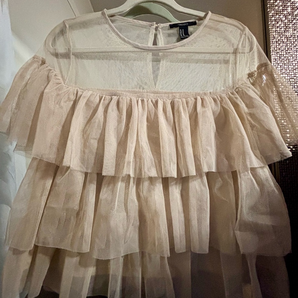 Forever 21 Cream Sheer Blouse